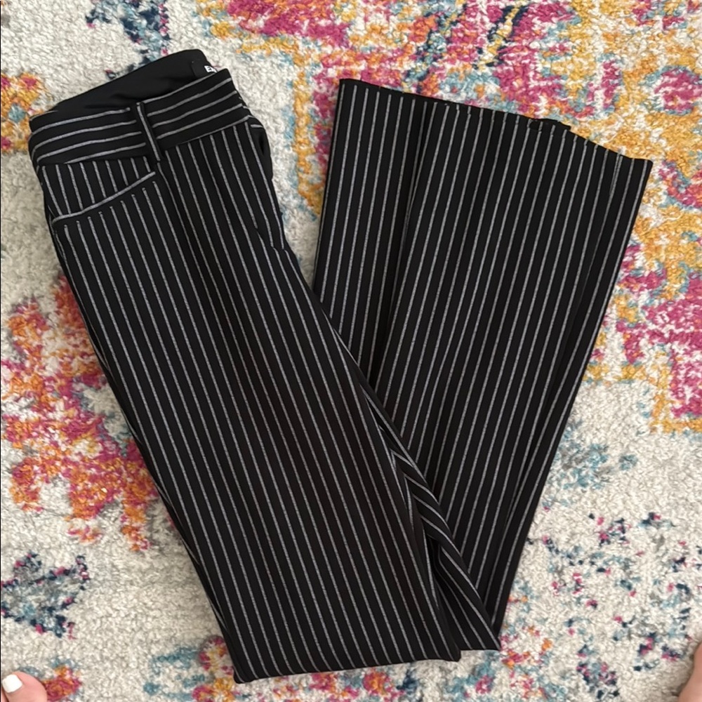Express Black and White Striped Barely Boot Cut Pants